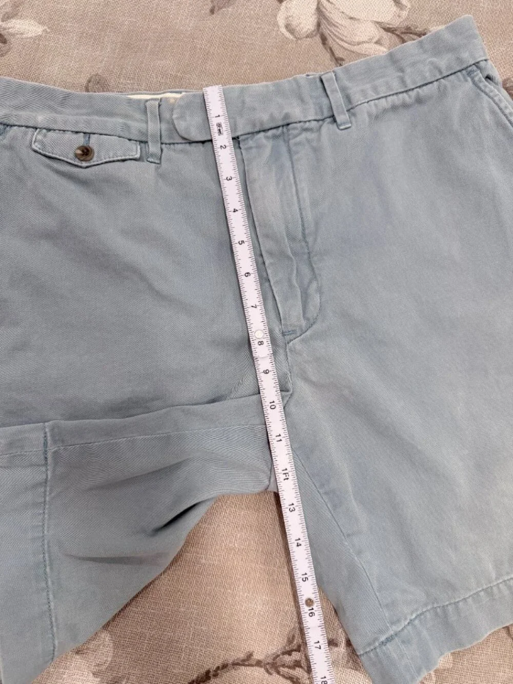 Ralph Lauren Rugby Skull Chino Shorts 33 Blue Distressed Preppy Cotton Y2K